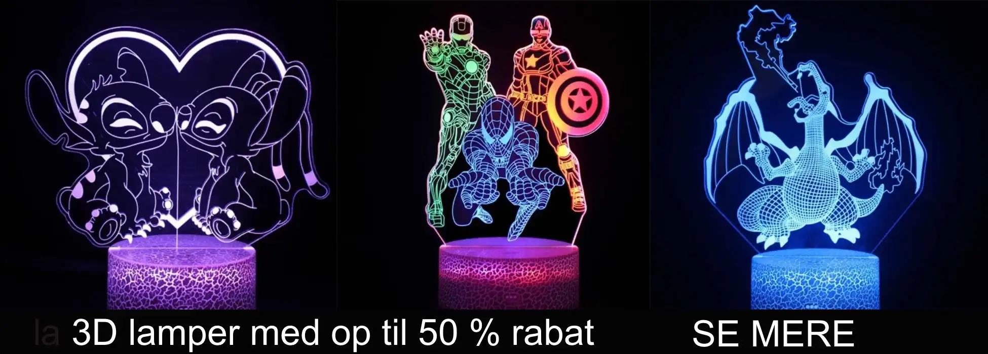 3D lamper med op til 50% rabat